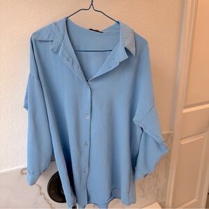 Light Blue Button-Up Blouse